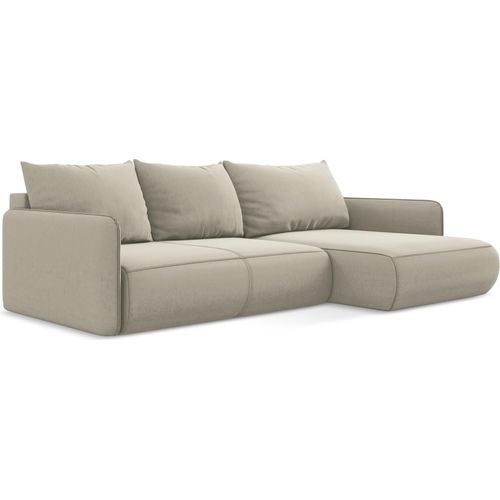 3-Sitzer Ecksofa mit Schlaffunktion - Ecke Rechts - Samt - Perle - NANEA