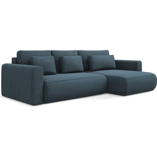 3-Sitzer Ecksofa mit Schlaffunktion - Ecke Rechts - Strukturstoff - Jeans Blau - KAPUA