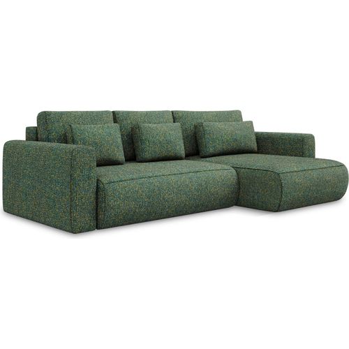 3-Sitzer Ecksofa mit Schlaffunktion - Ecke Rechts - Strukturstoff - Grün - KAPUA