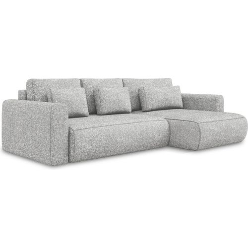3-Sitzer Ecksofa mit Schlaffunktion - Ecke Rechts - Strukturstoff - Silber - KAPUA