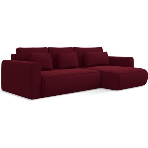 3-Sitzer Ecksofa mit Schlaffunktion - Ecke Rechts - Samt - Burgund - KAPUA
