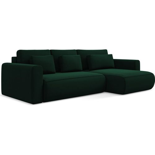 3-Sitzer Ecksofa mit Schlaffunktion - Ecke Rechts - Samt - Flaschengrün - KAPUA