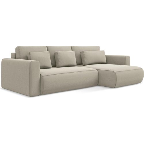 3-Sitzer Ecksofa mit Schlaffunktion - Ecke Rechts - Samt - Perle - KAPUA