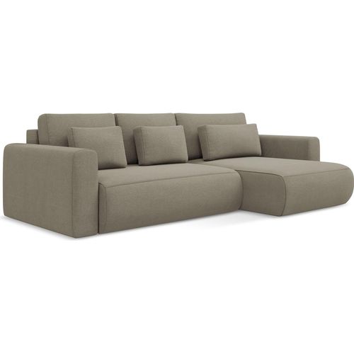 3-Sitzer Ecksofa mit Schlaffunktion - Ecke Rechts - Strukturstoff - Dunkelbeige - KAPUA