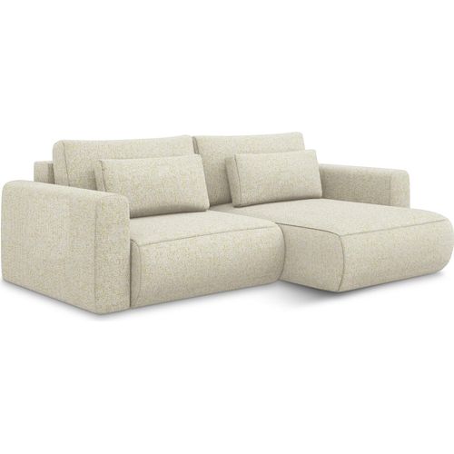 2-Sitzer Ecksofa mit Schlaffunktion - Ecke Rechts - Strukturstoff - Weiß - KAPUA