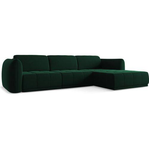 Ecksofa - Ecke Rechts - Samt - Flaschengrün - HOKU