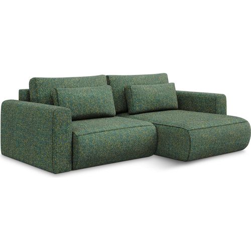 2-Sitzer Ecksofa mit Schlaffunktion - Ecke Rechts - Strukturstoff - Grün - KAPUA