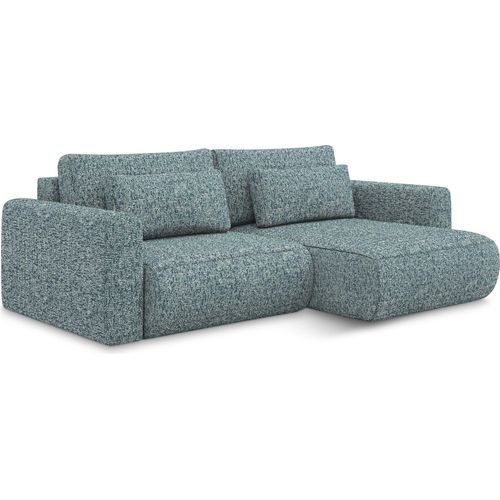 2-Sitzer Ecksofa mit Schlaffunktion - Ecke Rechts - Strukturstoff - Jeans - KAPUA