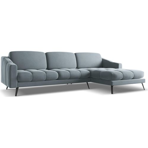 Ecksofa - Ecke Rechts - Samt - Hellblau - NALU