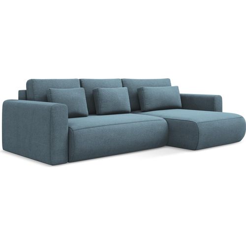 3-Sitzer Ecksofa mit Schlaffunktion - Ecke Rechts - Strukturstoff - Hellblau - KAPUA