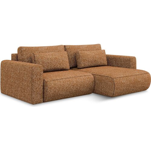 2-Sitzer Ecksofa mit Schlaffunktion - Ecke Rechts - Strukturstoff - Terrakotta - KAPUA