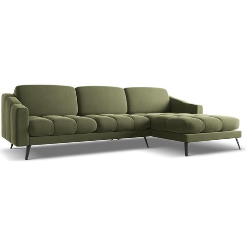 Ecksofa - Ecke Rechts - Samt - Olive - NALU