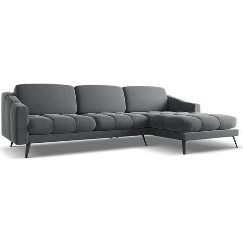 Ecksofa - Ecke Rechts - Samt - Stahl - NALU