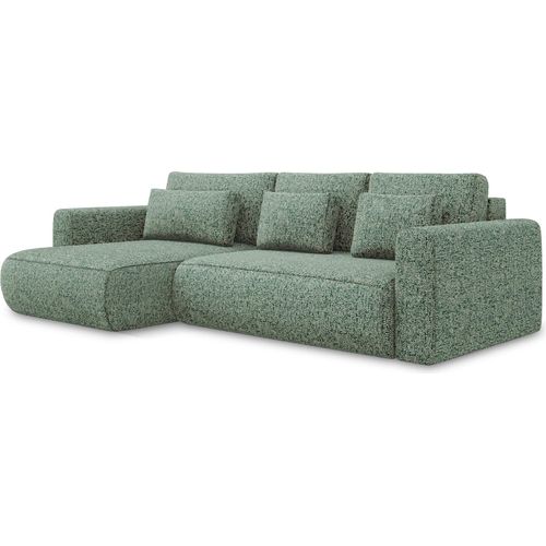 3-Sitzer Ecksofa mit Schlaffunktion - Ecke Links - Strukturstoff - Hellgrün - KAPUA