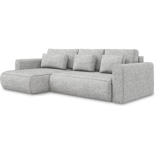 3-Sitzer Ecksofa mit Schlaffunktion - Ecke Links - Strukturstoff - Silber - KAPUA