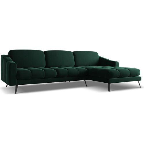 Ecksofa - Ecke Rechts - Samt - Flaschengrün - NALU