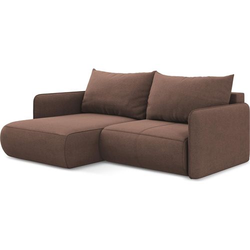 2,5-Sitzer Ecksofa mit Schlaffunktion - Ecke Links - Strukturstoff - Puderrosa - NANEA