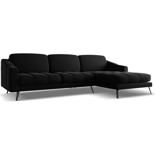 Ecksofa - Ecke Rechts - Samt - Schwarz - NALU