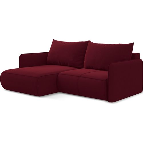 2,5-Sitzer Ecksofa mit Schlaffunktion - Ecke Links - Samt - Burgund - NANEA