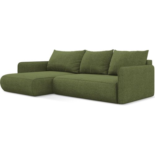 3-Sitzer Ecksofa mit Schlaffunktion - Ecke Links - Chenille - Flaschengrün - NANEA