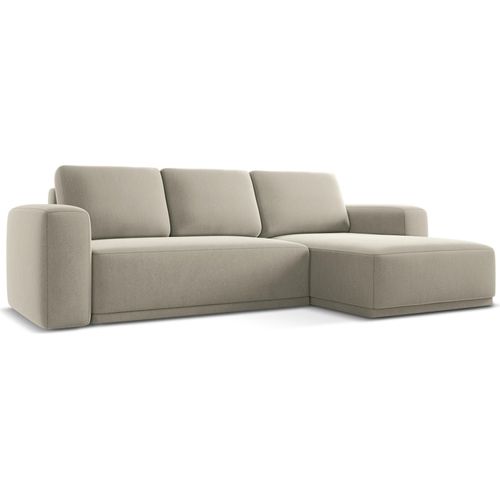 Ecksofa mit Schlaffunktion - Ecke Rechts - Samt - Perle - KAILA