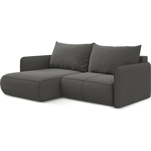 2,5-Sitzer Ecksofa mit Schlaffunktion - Ecke Links - Samt - Stahl - NANEA