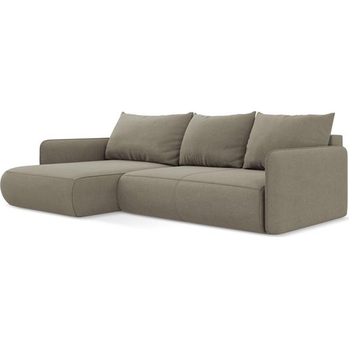 3-Sitzer Ecksofa mit Schlaffunktion - Ecke Links - Strukturstoff - Dunkelbeige - NANEA