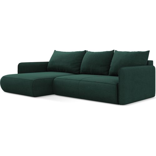 3-Sitzer Ecksofa mit Schlaffunktion - Ecke Links - Strukturstoff - Flaschengrün - NANEA