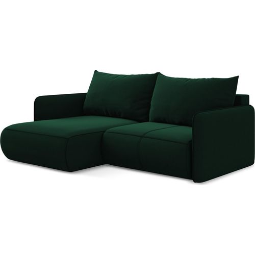 2,5-Sitzer Ecksofa mit Schlaffunktion - Ecke Links - Samt - Flaschengrün - NANEA