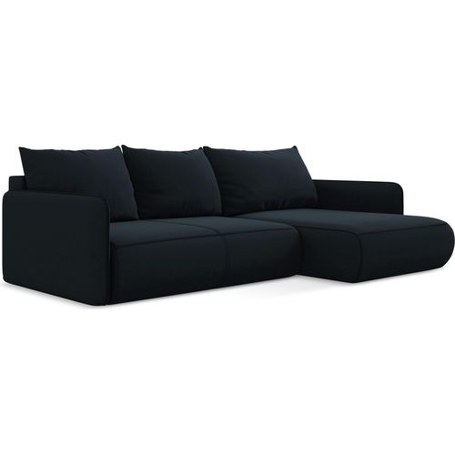 3-Sitzer Ecksofa mit Schlaffunktion - Ecke Rechts - Samt - Königsblau - NANEA