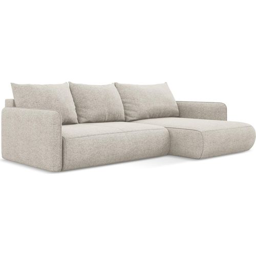3-Sitzer Ecksofa mit Schlaffunktion - Ecke Rechts - Chenille - Silber - NANEA