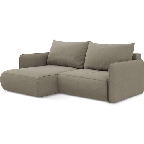 2,5-Sitzer Ecksofa mit Schlaffunktion - Ecke Links - Strukturstoff - Dunkelbeige - NANEA