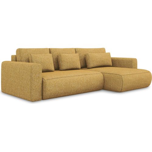3-Sitzer Ecksofa mit Schlaffunktion - Ecke Rechts - Strukturstoff - Senf - KAPUA