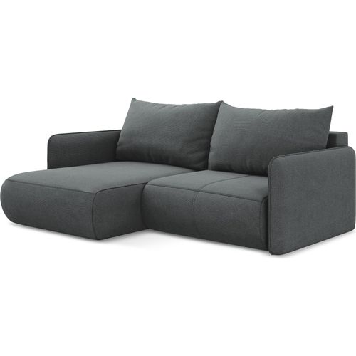 2,5-Sitzer Ecksofa mit Schlaffunktion - Ecke Links - Strukturstoff - Grau - NANEA