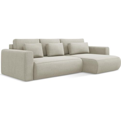 3-Sitzer Ecksofa mit Schlaffunktion - Ecke Rechts - Strukturstoff - Hell beige - KAPUA