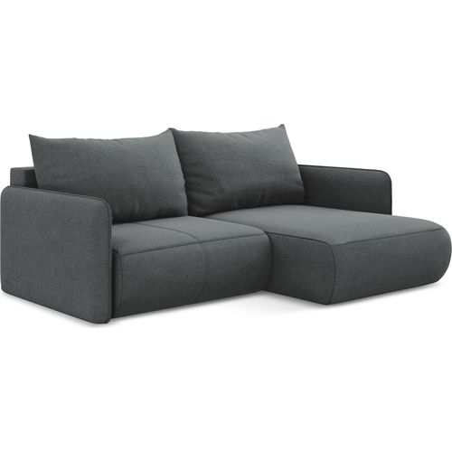 2,5-Sitzer Ecksofa mit Schlaffunktion - Ecke Rechts - Strukturstoff - Grau - NANEA