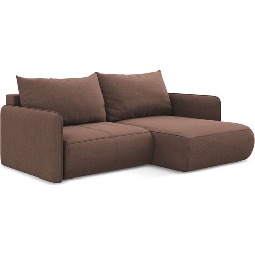 2,5-Sitzer Ecksofa mit Schlaffunktion - Ecke Rechts - Strukturstoff - Puderrosa - NANEA