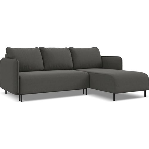 Ecksofa mit Schlaffunktion - Ecke Rechts - Samt - Stahl - LUANA
