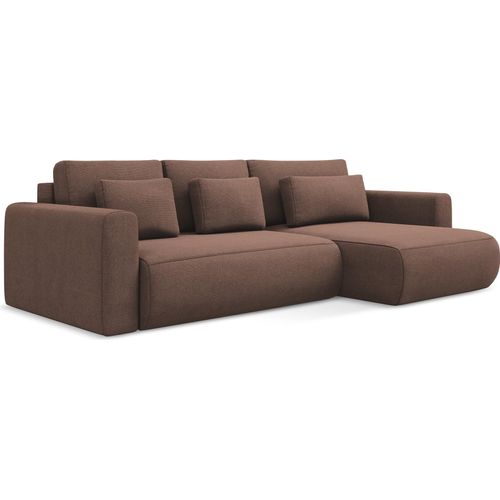 3-Sitzer Ecksofa mit Schlaffunktion - Ecke Rechts - Strukturstoff - Puderrosa - KAPUA