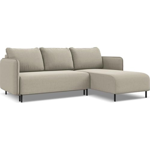 Ecksofa mit Schlaffunktion - Ecke Rechts - Samt - Perle - LUANA
