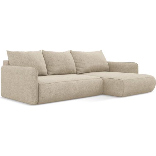 3-Sitzer Ecksofa mit Schlaffunktion - Ecke Rechts - Chenille - Dunkelbeige - NANEA
