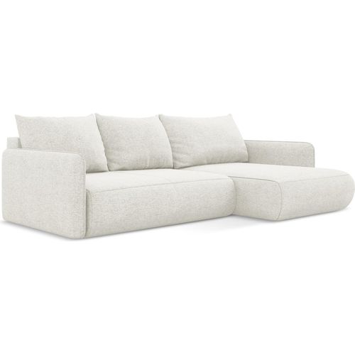 3-Sitzer Ecksofa mit Schlaffunktion - Ecke Rechts - Chenille - Weiß - NANEA