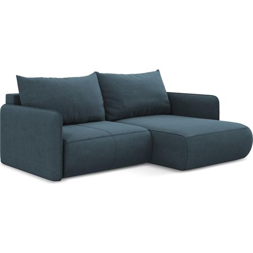 2,5-Sitzer Ecksofa mit Schlaffunktion - Ecke Rechts - Strukturstoff - Jeans - NANEA