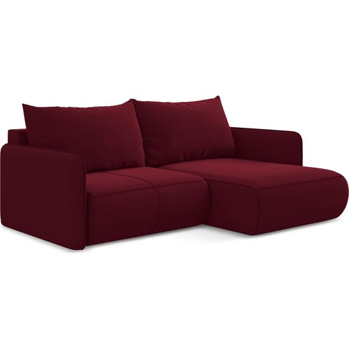 2,5-Sitzer Ecksofa mit Schlaffunktion - Ecke Rechts - Samt - Burgund - NANEA