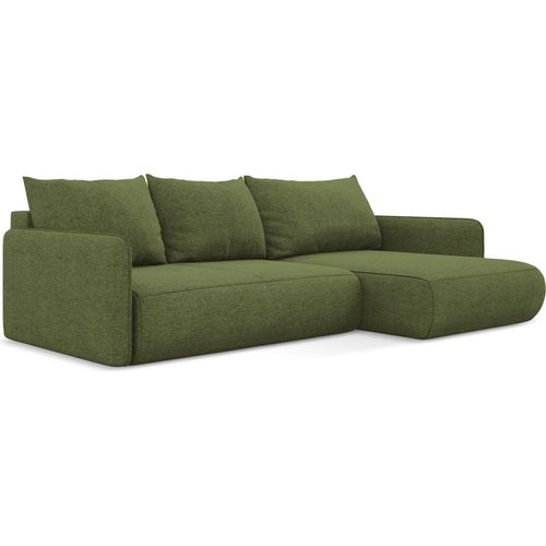 3-Sitzer Ecksofa mit Schlaffunktion - Ecke Rechts - Chenille - Flaschengrün - NANEA