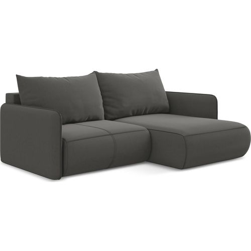 2,5-Sitzer Ecksofa mit Schlaffunktion - Ecke Rechts - Samt - Stahl - NANEA