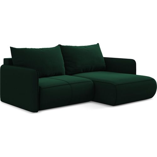 2,5-Sitzer Ecksofa mit Schlaffunktion - Ecke Rechts - Samt - Flaschengrün - NANEA