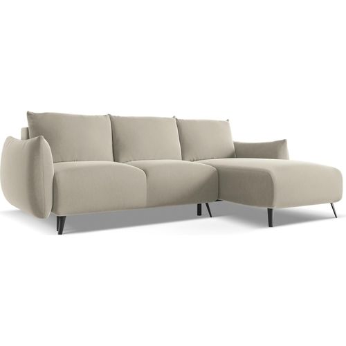 Ecksofa mit Schlaffunktion - Ecke Rechts - Samt - Perle - MALIE