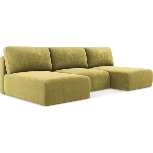 Wohnlandschaft ohne Armlehne mit Schlaffunktion - Chenille - Limettengrün - KONA