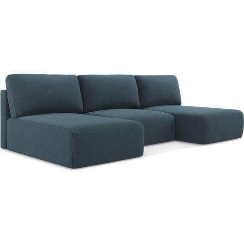 Wohnlandschaft ohne Armlehne mit Schlaffunktion - Strukturstoff - Jeans - KONA
